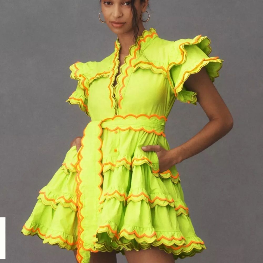 CeliaB Neon Green Dress with Pink Accents